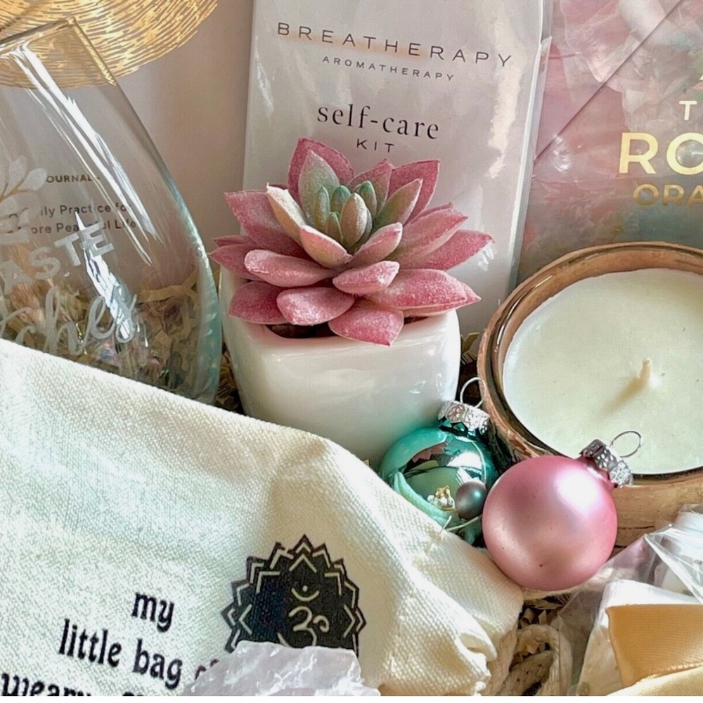Self Care Namaste Gift Box/gifts for her including Etched wine glass